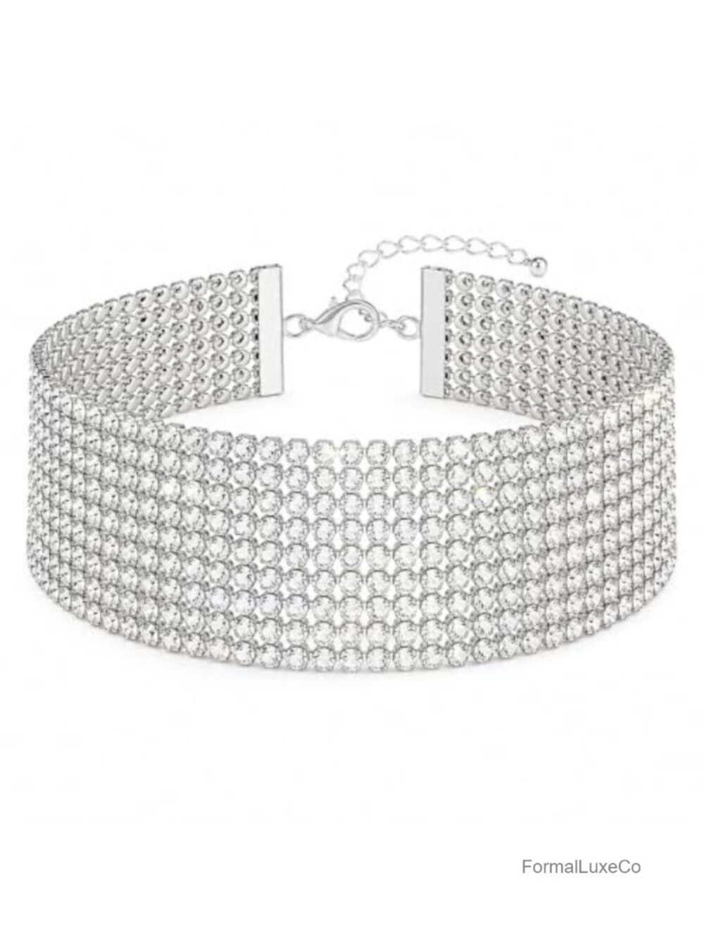 Sparkling Rhinestone Choker Necklace for Women, Crystal Collar Statement Jewelry